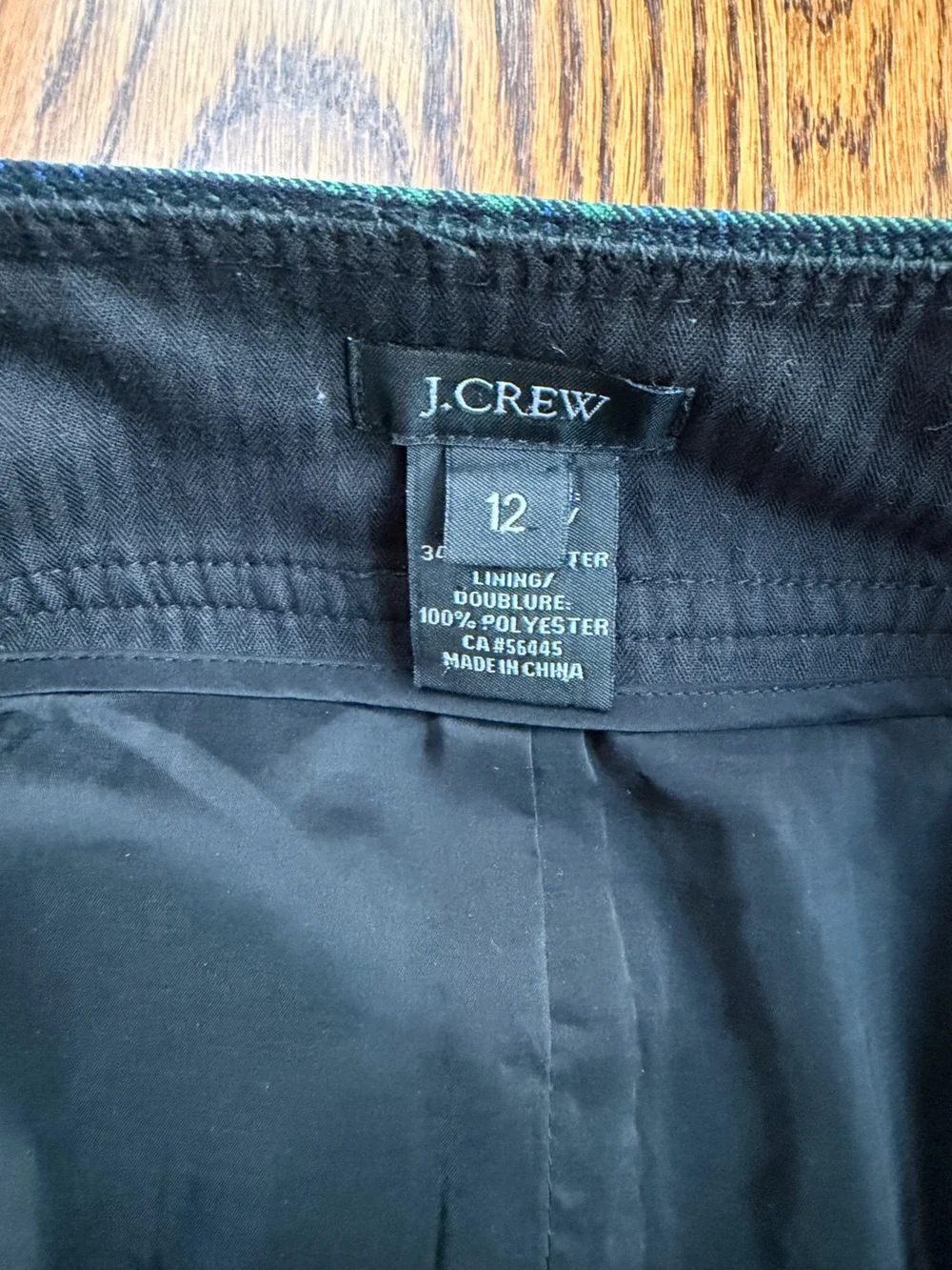 J. Crew Wool Blend Preppy Office Casual Green and Blue Plaid Skirt